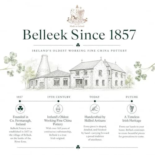 Belleek Classic Shamrock Mug Set, 8 oz Ceramic Coffee Cups | Handcrafted Parian China Drinkware thumbnail 7