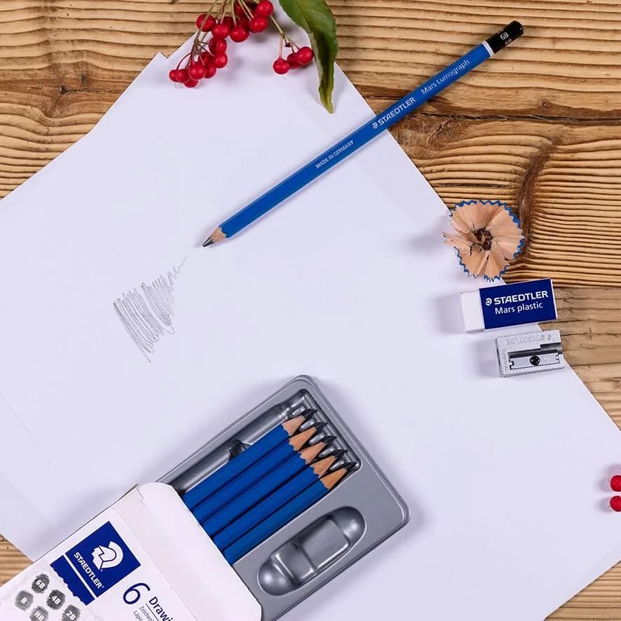 STAEDTLER Mars Lumograph Art Set | 6 Assorted Sketch Pencils for Drawing, Eraser & Sharpener thumbnail 2