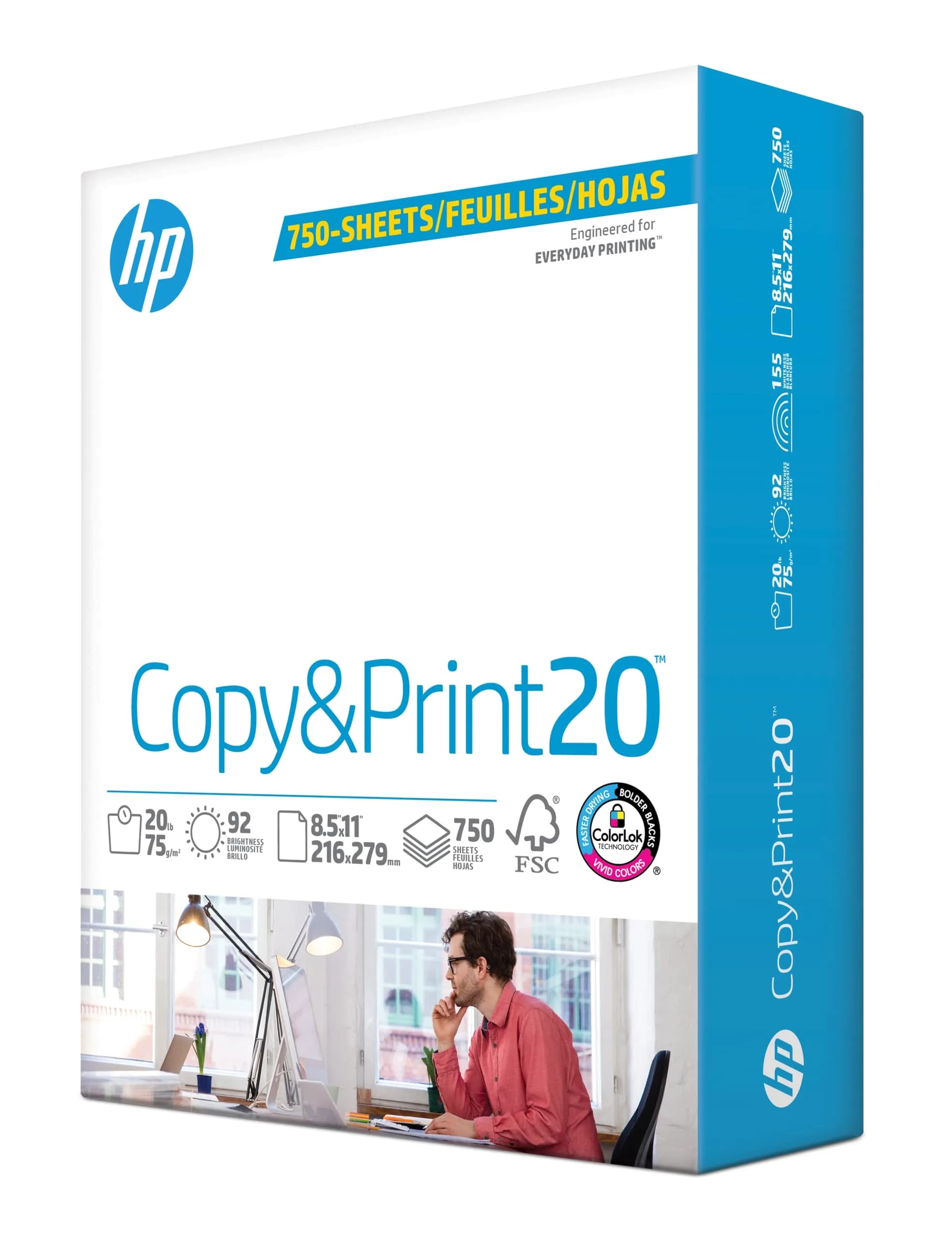 HP Papers Copy & Print 20 lb Printer Paper 8.5 x 11 Inch, 5000 Sheets | FSC Certified, 92 Bright White - main product image