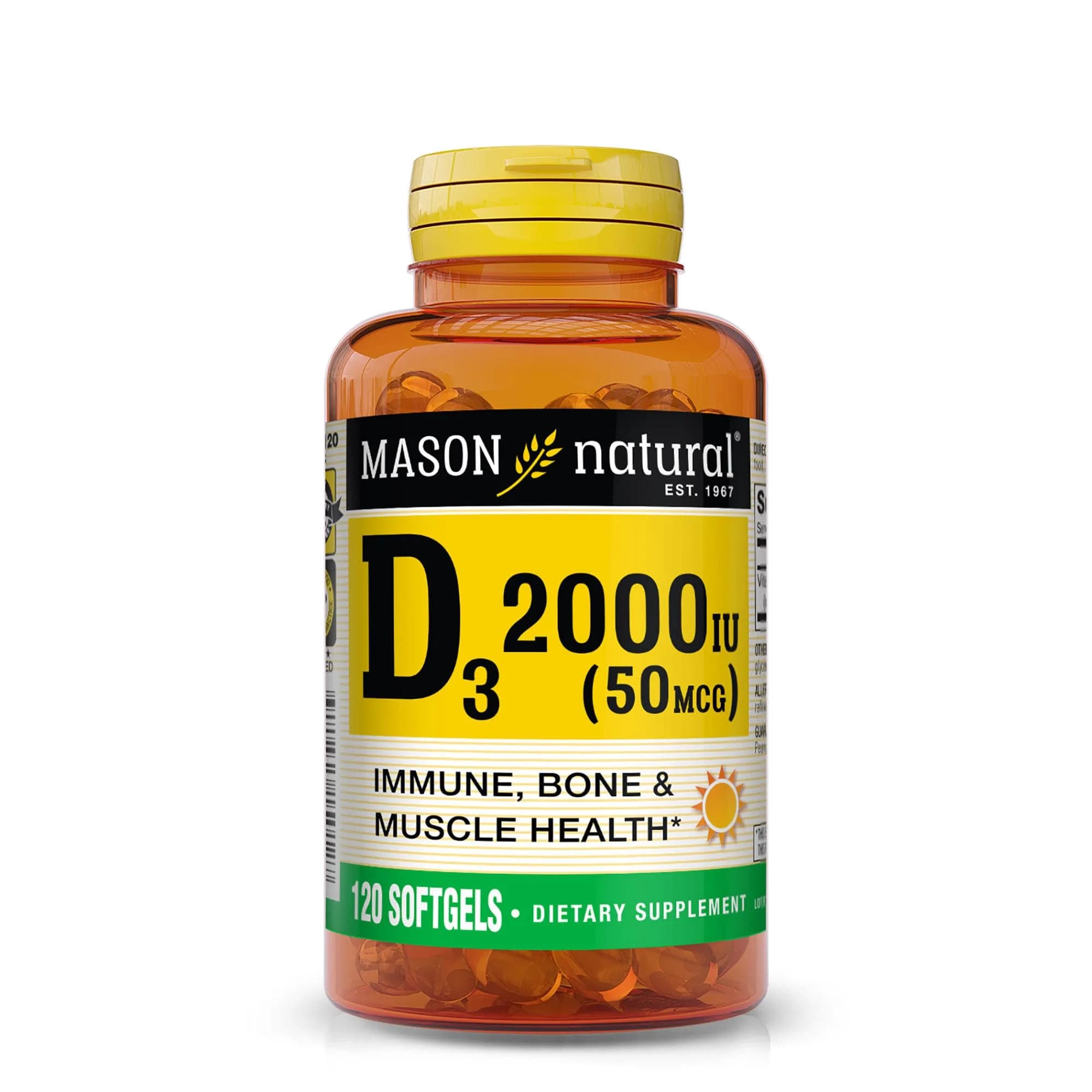 MASON NATURAL Vitamin D3 2000 IU Ultra Strength | Supports Bone & Immune Health (70-120 chars) - main product image