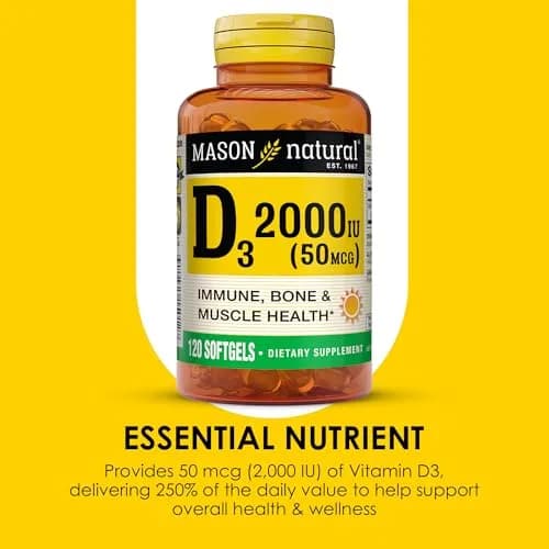 MASON NATURAL Vitamin D3 2000 IU Ultra Strength | Supports Bone & Immune Health (70-120 chars) thumbnail 4