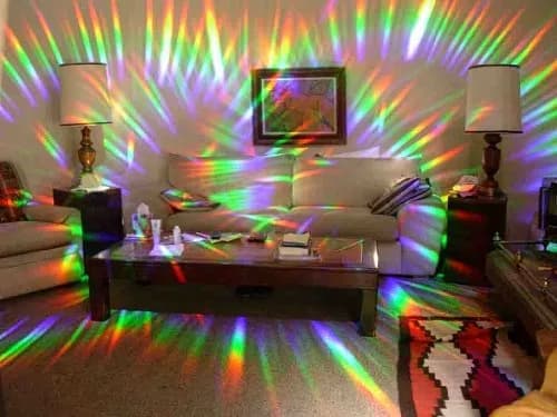 Rainbow Symphony Rainbow Window Suncatcher – Prism Light Catcher for Windows Creates Vibrant Rainbows – 4" Hanging Sun Catcher with Axicon Pattern and Bonus Decal – Made in USA thumbnail 4