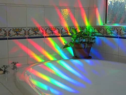 Rainbow Symphony Rainbow Window Suncatcher – Prism Light Catcher for Windows Creates Vibrant Rainbows – 4" Hanging Sun Catcher with Axicon Pattern and Bonus Decal – Made in USA thumbnail 3