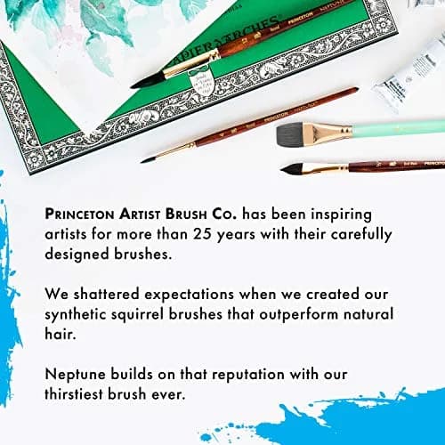 Princeton Neptune Round Brush Size 6 Synthetic Short Handle | Thirstiest Synthetic Watercolor Brush for Fine Details thumbnail 7