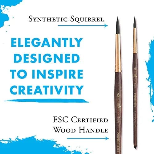 Princeton Neptune Round Brush Size 6 Synthetic Short Handle | Thirstiest Synthetic Watercolor Brush for Fine Details thumbnail 4