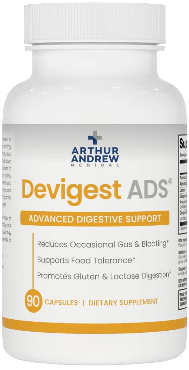 Arthur Andrew Medical Devigest ADS Digestive Support 90 Count | Advanced Digestive Support for Gluten, Casein, Lactose Intolerance — Capsule