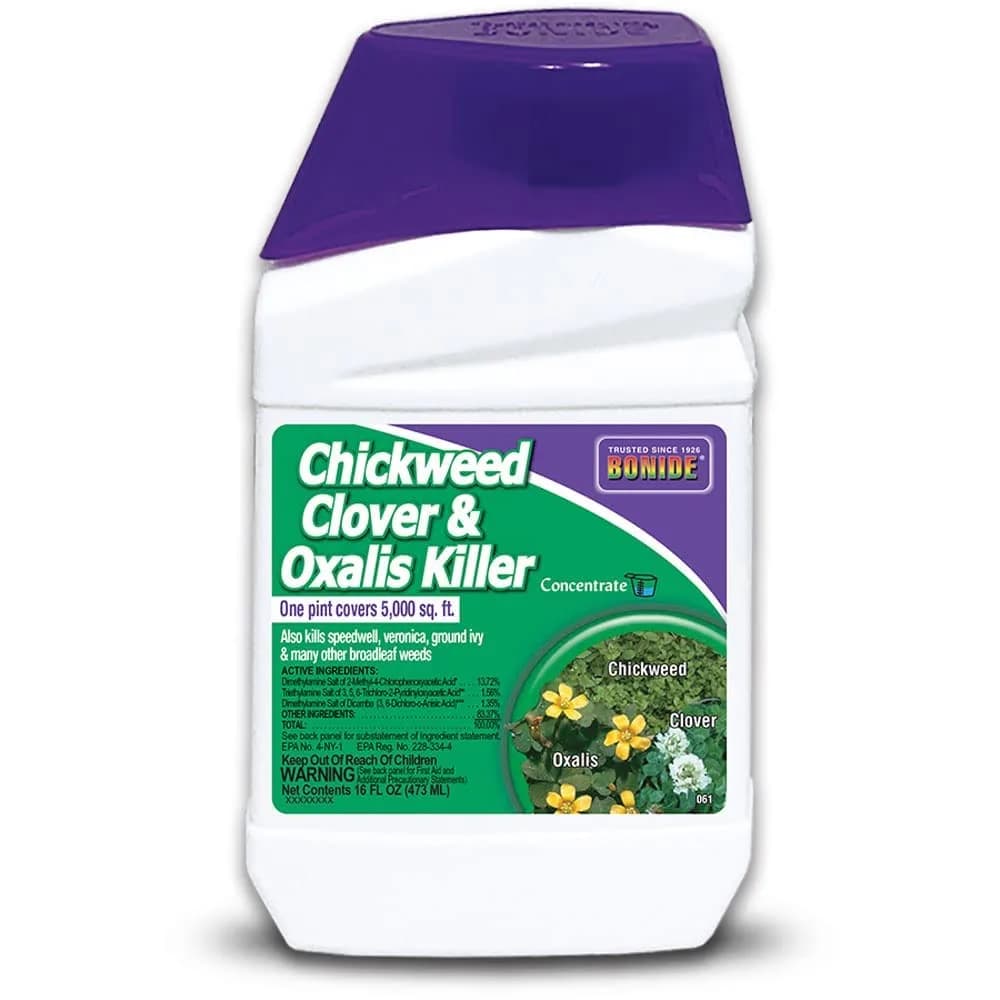 Bonide Chickweed, Clover & Oxalis Killer, 16 oz Concentrate | Powerful Weed Control for Lawns — 1