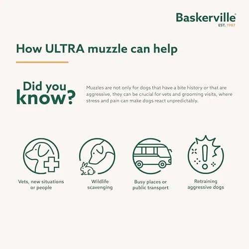 Baskerville ULTRA Dog Muzzle Size 5 (Black) | Patented Humane Design for Panting & Drinking thumbnail 4