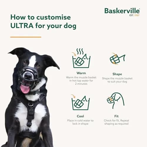 Baskerville ULTRA Dog Muzzle Size 5 (Black) | Patented Humane Design for Panting & Drinking thumbnail 6