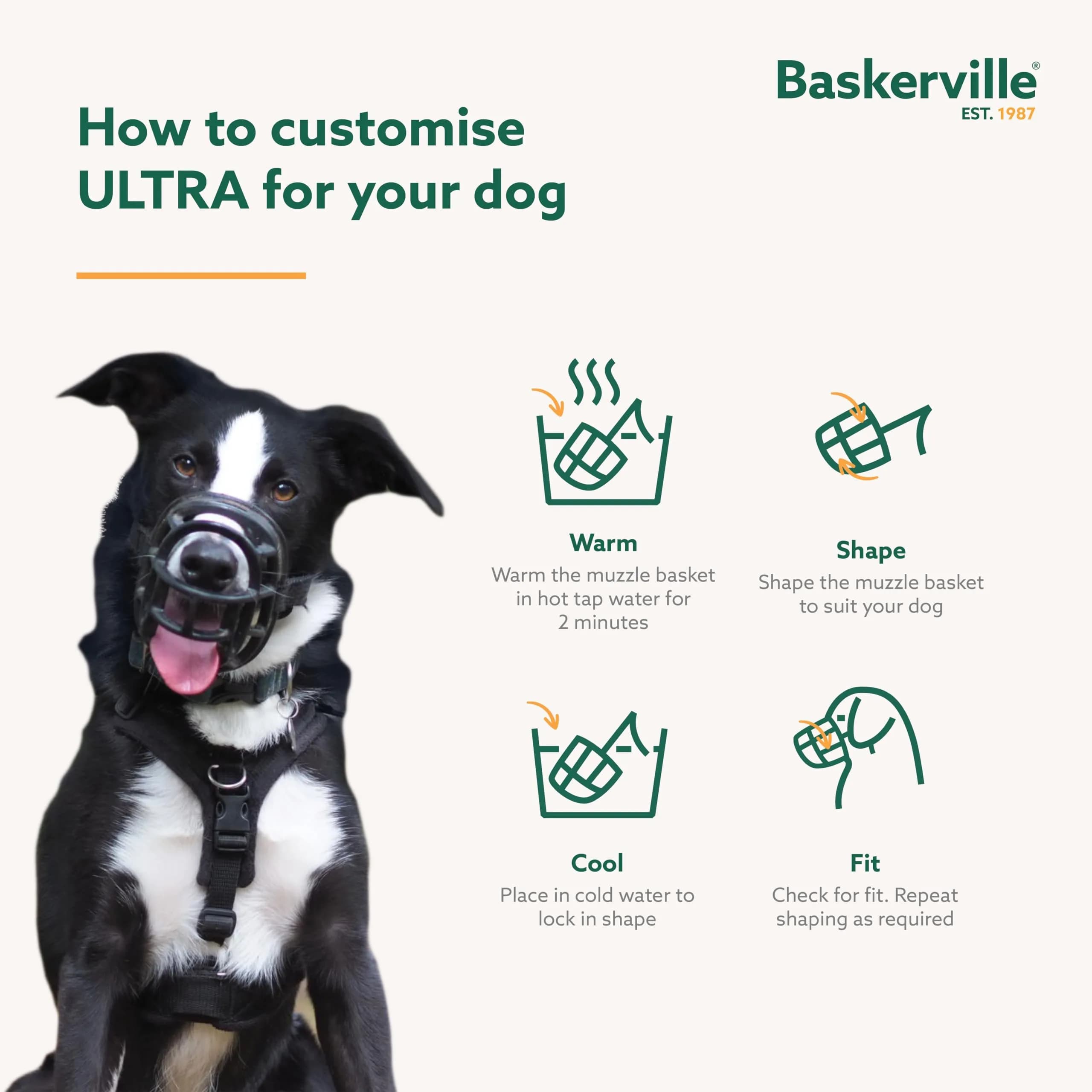 Baskerville ULTRA Dog Muzzle Size 5 (Black) | Patented Humane Design for Panting & Drinking - view 6