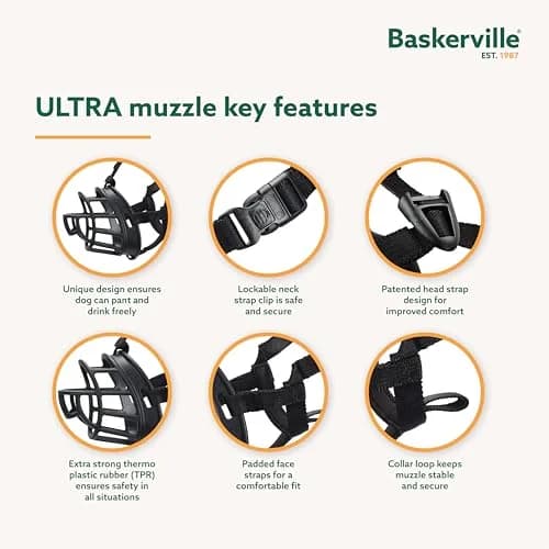 Baskerville ULTRA Dog Muzzle Size 5 (Black) | Patented Humane Design for Panting & Drinking thumbnail 3