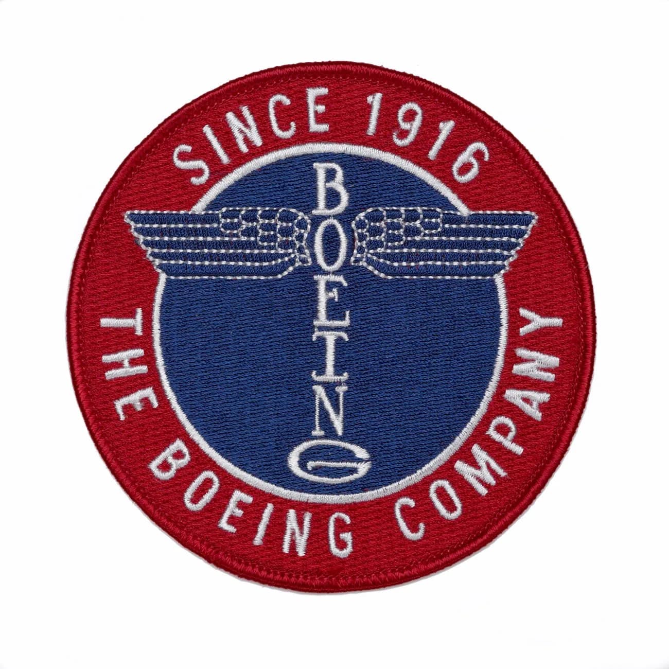 Boeing Totem Round Patch 9.5cm (3.74 inches) x 6cm (2.36 inches) | Official Boeing Totem Logo Applique — Red