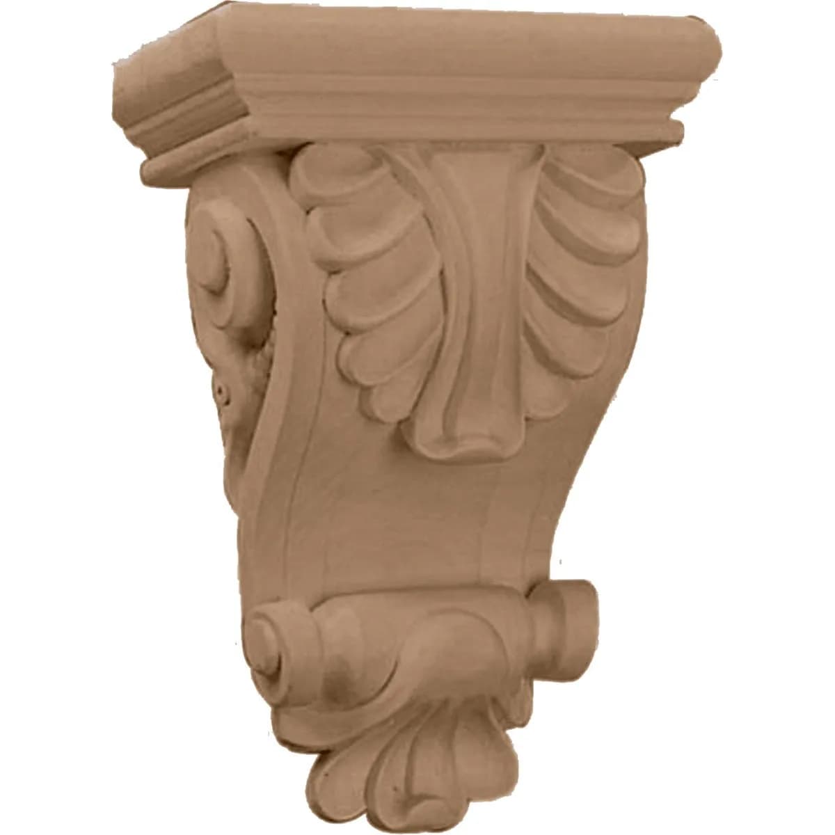 Ekena Millwork 6"W x 3 1/4"D x 8 1/4"H Thin Acanthus Leaf Corbel Alder | Load-Bearing Decorative Support