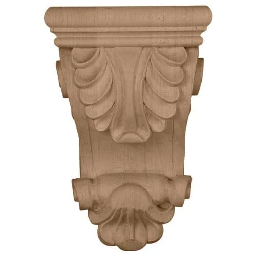 Ekena Millwork 6"W x 3 1/4"D x 8 1/4"H Thin Acanthus Leaf Corbel Alder | Load-Bearing Decorative Support thumbnail 2