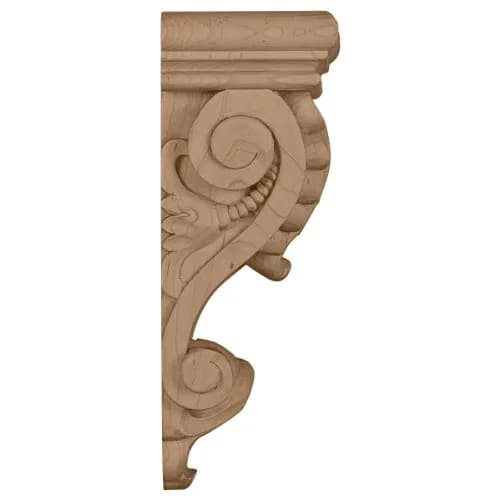 Ekena Millwork 6"W x 3 1/4"D x 8 1/4"H Thin Acanthus Leaf Corbel Alder | Load-Bearing Decorative Support thumbnail 3