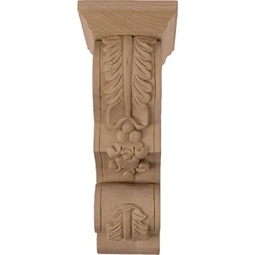 Ekena Millwork COR03X05X09FLLW 3 3/4-Inch W x 5 1/2-Inch D x 9 1/2-Inch H Small Floral Corbel, Lindenwood | Supports up to 250lbs thumbnail 2