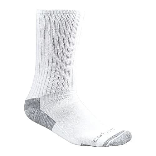 Carhartt All-Season Cotton Crew Work Socks, White | Breathable & Reinforced for Durability thumbnail 1