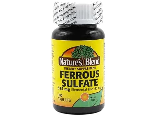 Nature's Blend Iron Ferrous Sulfate 325mg | 100 Tablets, Unflavored, Gluten-Free, Assorted thumbnail 1