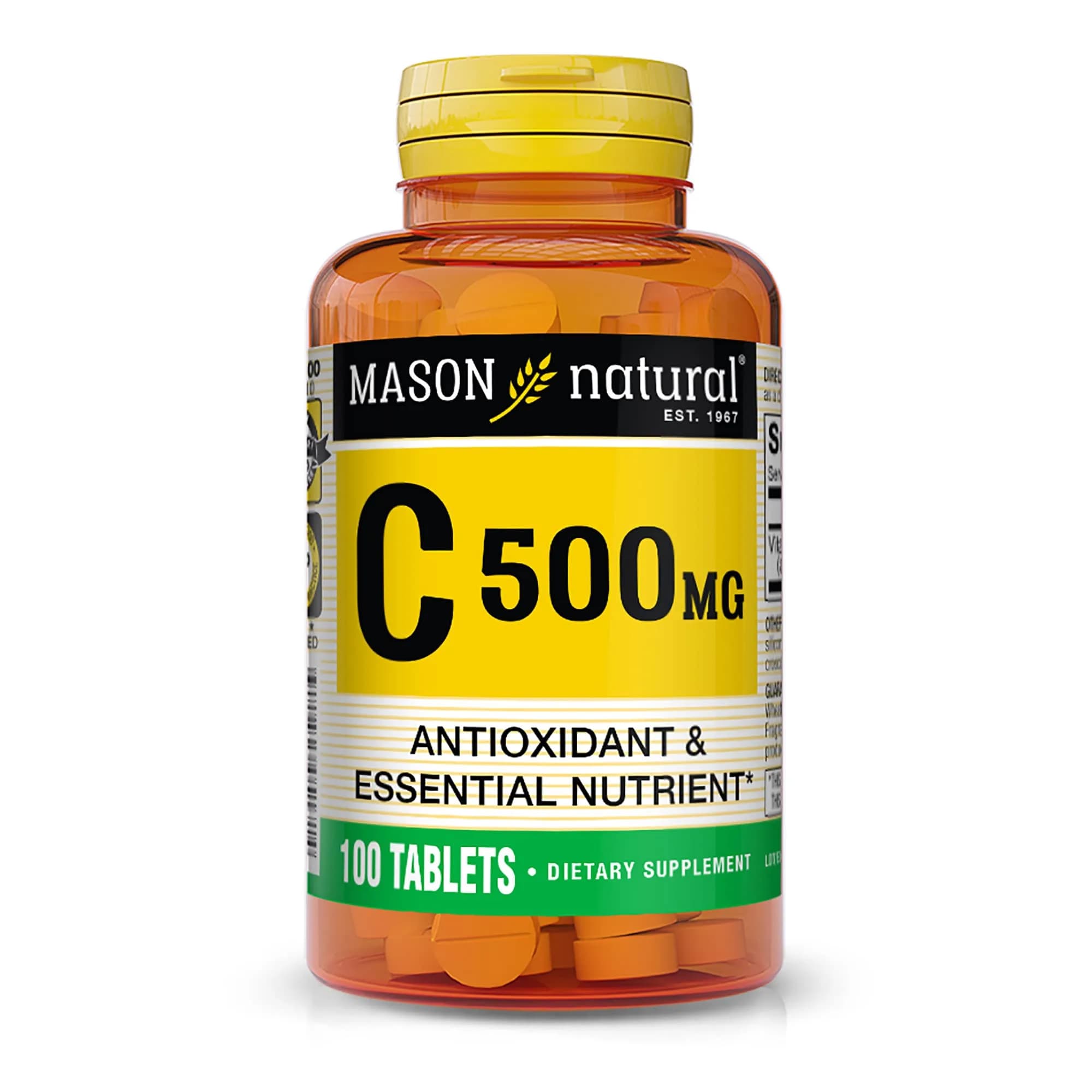 MASON NATURAL Vitamin C 500 mg | Immune Support & Collagen Production (100 Count) — No Color