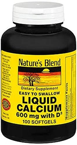 Nature's Blend Liquid Calcium 600mg with D3 400 IU | Easy to Swallow, 100 Softgels, Unflavored thumbnail 1