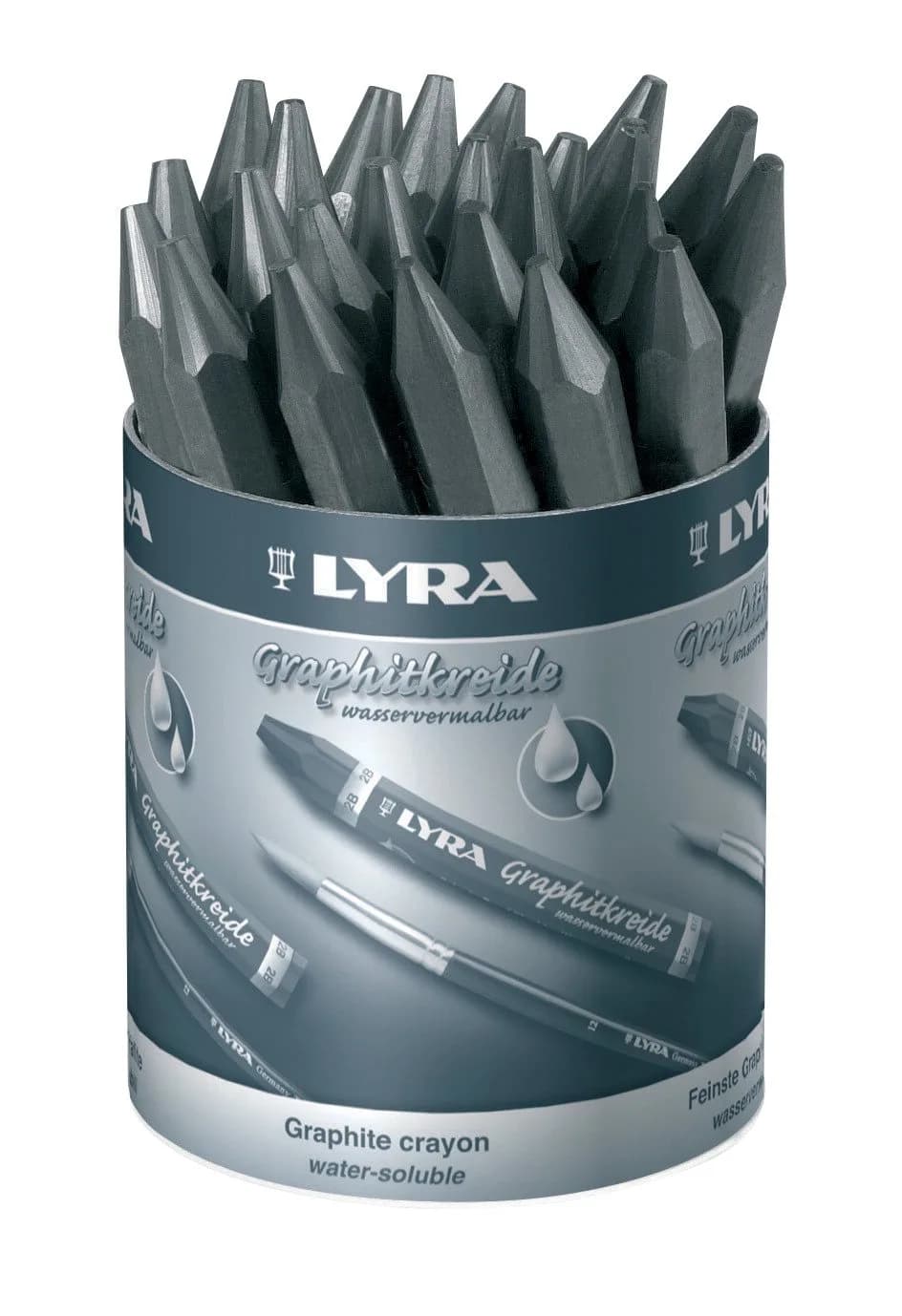 Lyra Graphite Crayon, Water-Soluble, 9B Hardness, Black, 12mm Thickness | Professional Grade Drawing & Sketching Tool — Set of 12