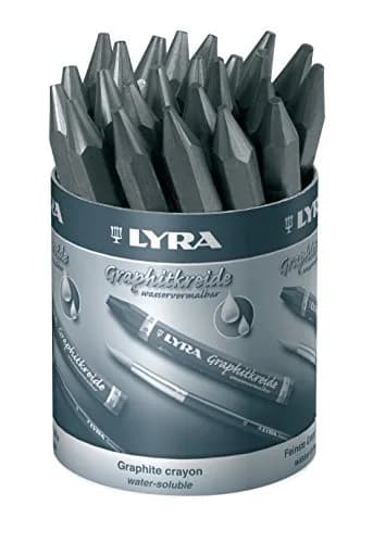 Lyra Graphite Crayons, 2B Hardness, Water-Soluble, Set of 12 Black Crayons | Sketching & Shading Large Areas thumbnail 1