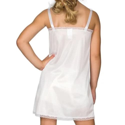 IC Collections Big Girls White Empire Waist Slip 10 | Elegant Lace Trim & Adjustable Straps thumbnail 2