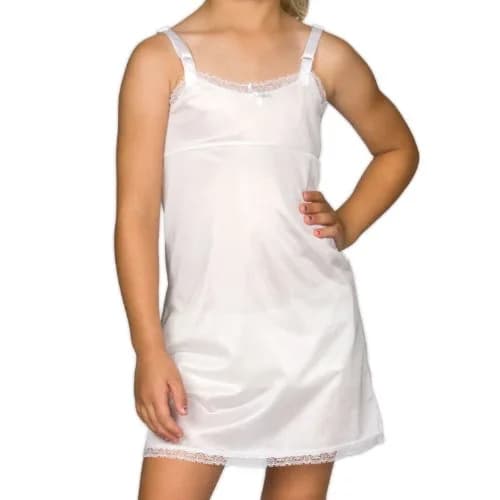 IC Collections Big Girls White Empire Waist Slip Size 8 | Elegant Lace Trim & Adjustable Straps thumbnail 1