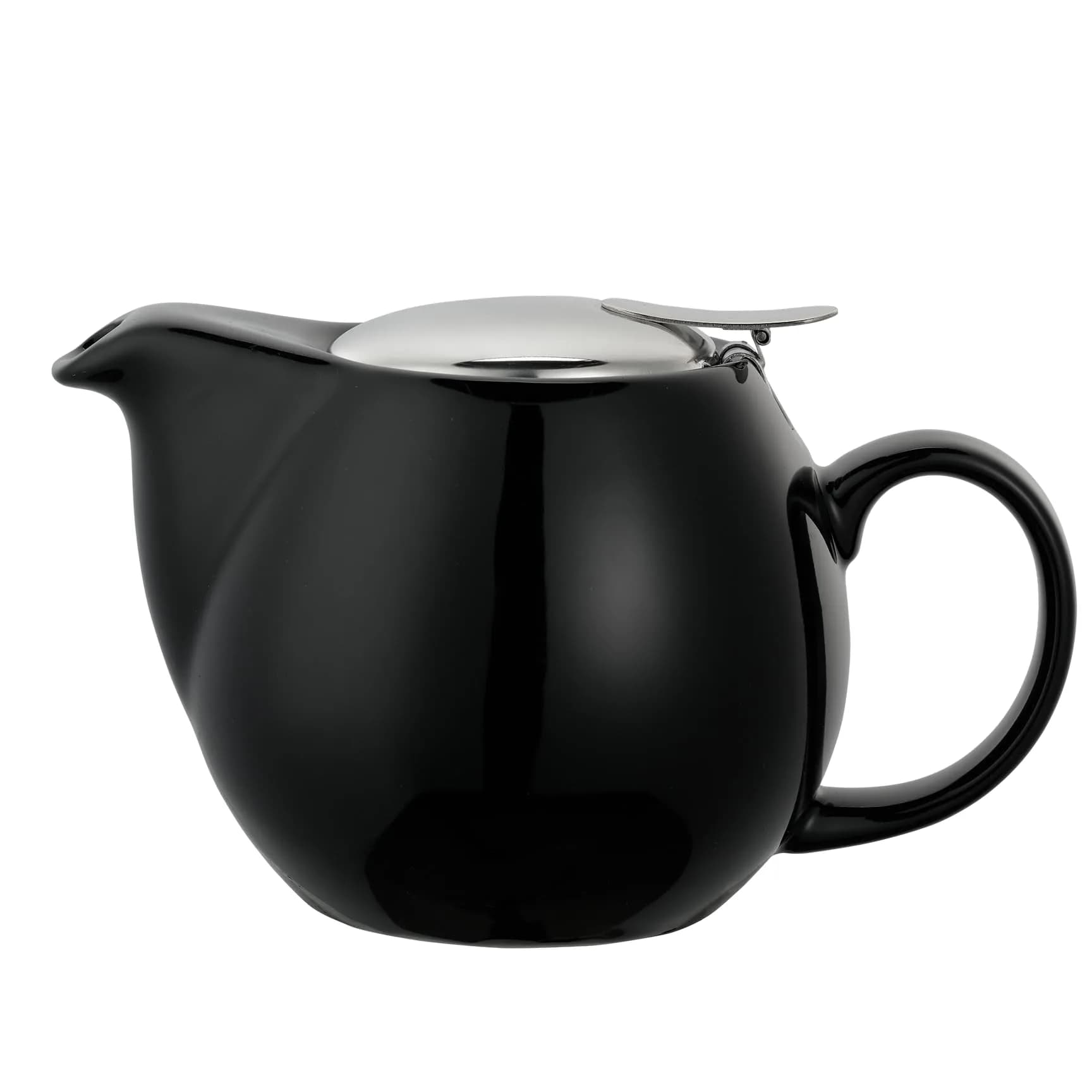 Service Ideas Ceramic Teapot with Removable Infuser 16 oz | Elegant Oval Design in Black