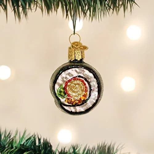 Old World Christmas Sushi Roll Glass Blown Ornament 2.25 x 2.25 | Whimsical holiday decor thumbnail 2