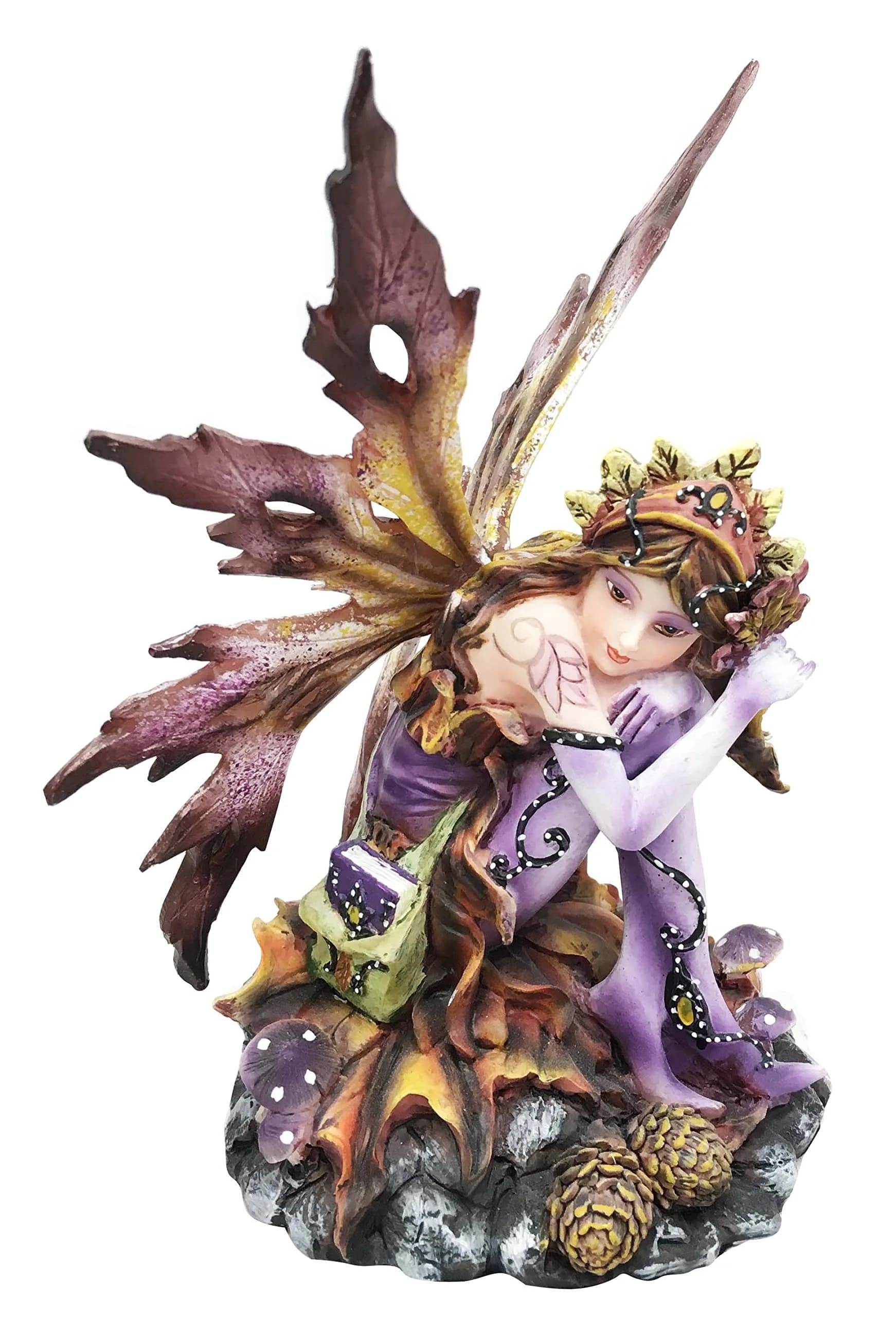 George S. Chen Imports Purple Fairy Sitting Collectible Figurine 6 x 4.5 x 5 in | Handcrafted Resin Decor