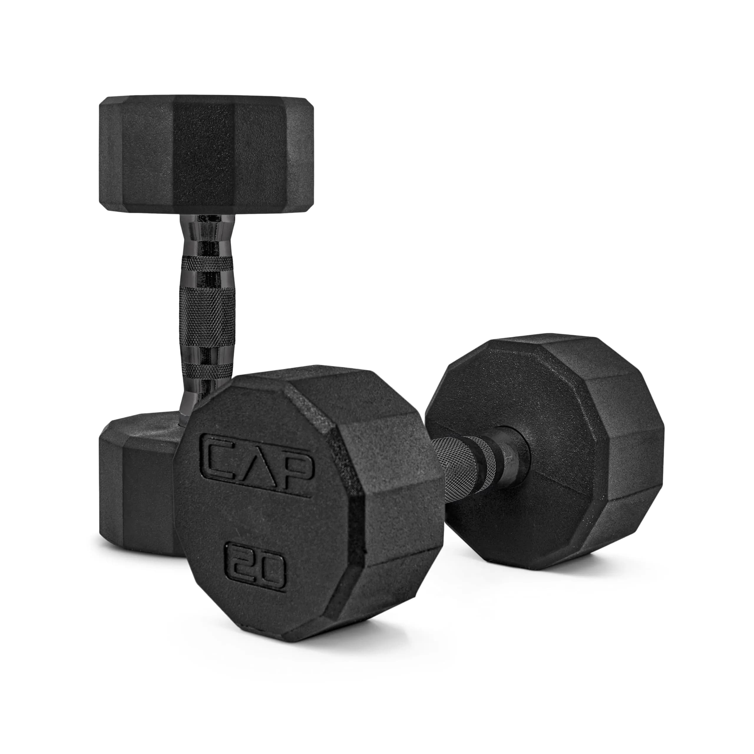 CAP 20 lb Rubber Coated Dumbbell Pair | Anti-Roll 12-Sided Design for Home & Gym