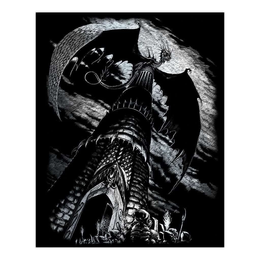 Royal Brush Dragon Tower Silver Foil Engraving Art Kit 8.5x11.5 inches | Includes Stylus for Detailed Art - view 2