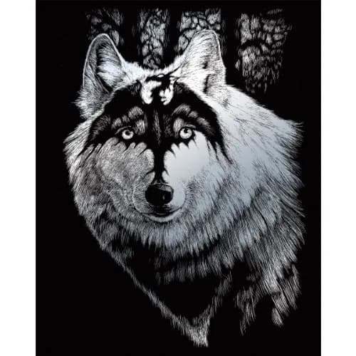 Royal & Langnickel Silver Foil Engraving Art Kit 8 x 10 Inch | Dragon Wolf Design thumbnail 1