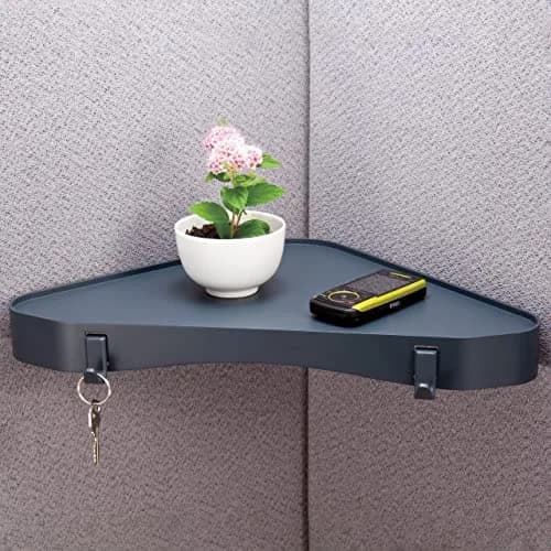 Officemate Verticalmate Corner Shelf Slate Gray 37cm (14.5in) | Mounts to Cubicle, Wall, or Metal Surfaces thumbnail 5