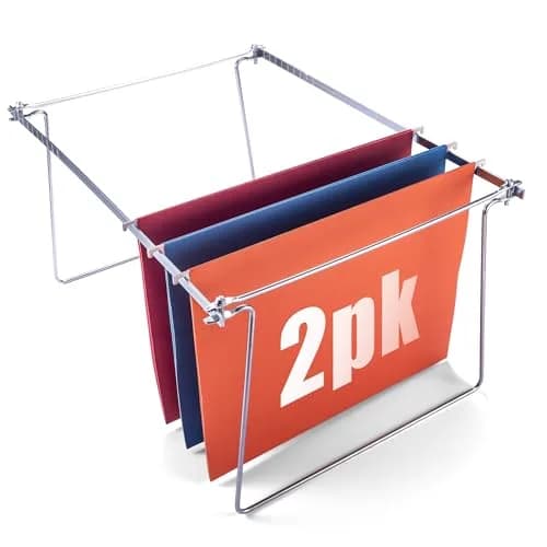Officemate Adjustable Hanging File Frame Letter Size 35-45cm (14-18 Inches) 2-Pack Silver | Converts Drawers to Filing Systems — Silver