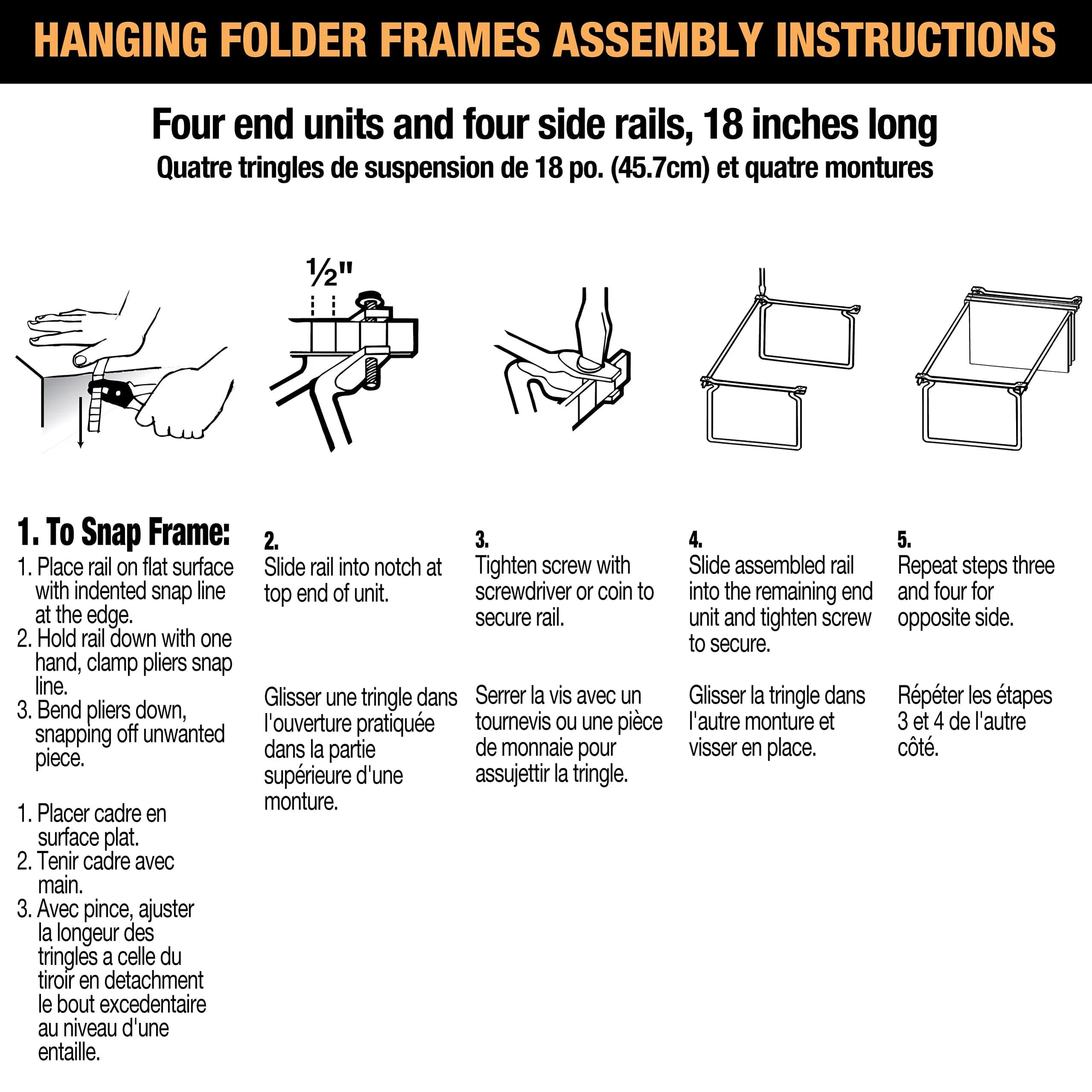 Officemate Adjustable Hanging File Frame Letter Size 35-45cm (14-18 Inches) 2-Pack Silver | Converts Drawers to Filing Systems - view 4