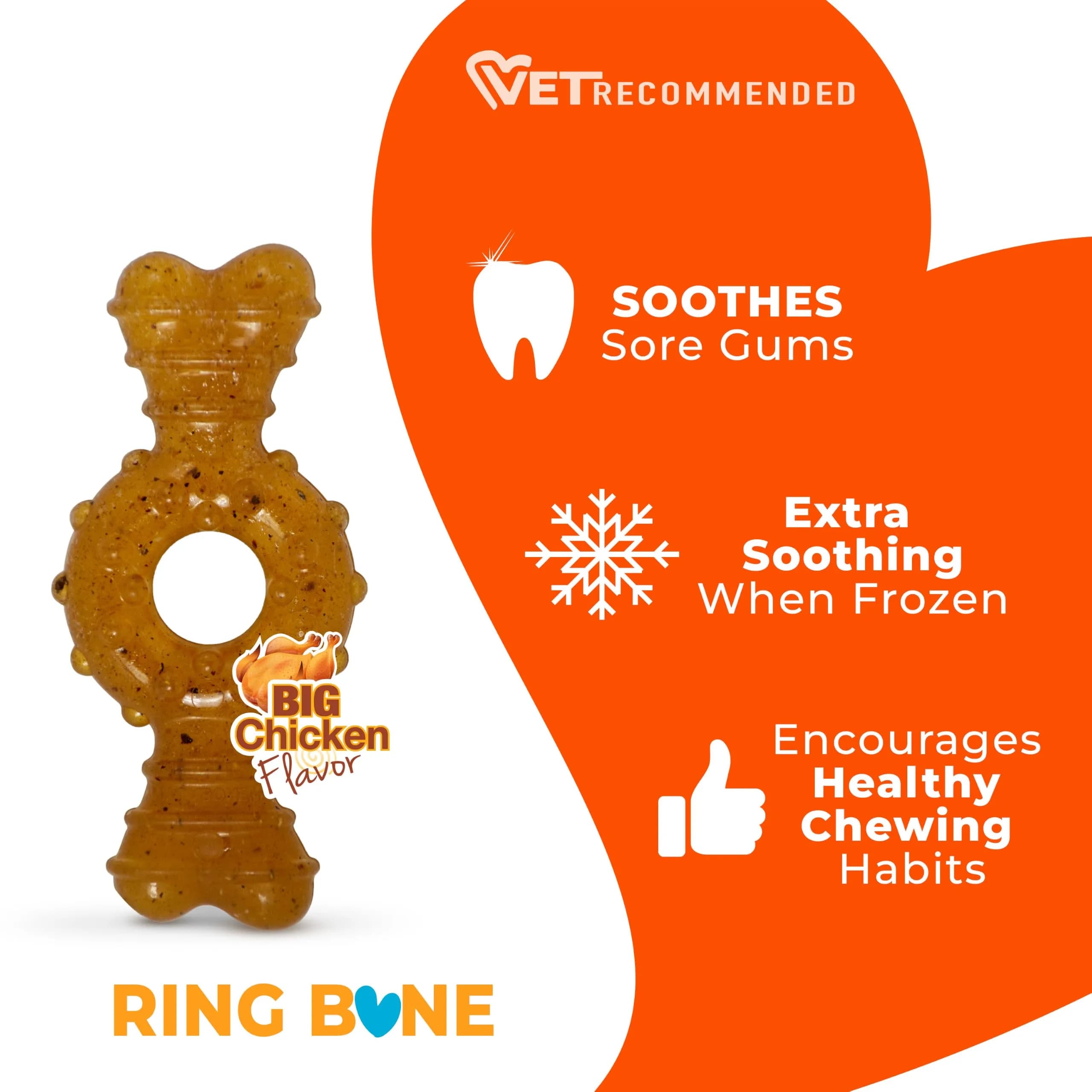 Nylabone Puppy Chew Teething Ring Bone Dog Toy, Chicken Flavor, X-Small (1.75 in Height x 3.75 in Length x 0.5 in Width) - view 4