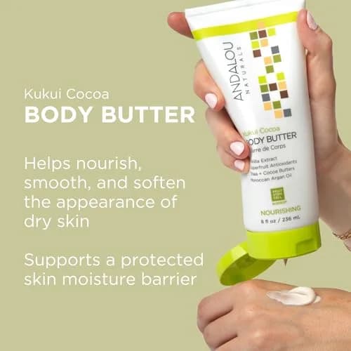 Andalou Naturals Kukui Cocoa Body Butter 236ml (8 Fl Oz) | Nourishing Cream for Dry Skin thumbnail 2