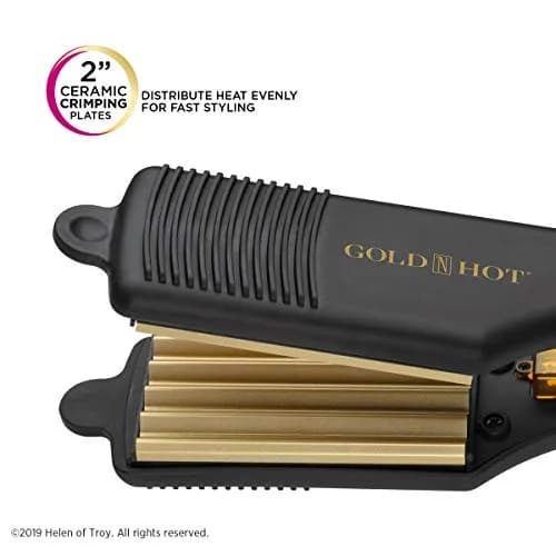 Gold N Hot Professional Ceramic 2” Hair Crimper Iron, 2 Inch | Creates textured styles with even heat distribution thumbnail 2