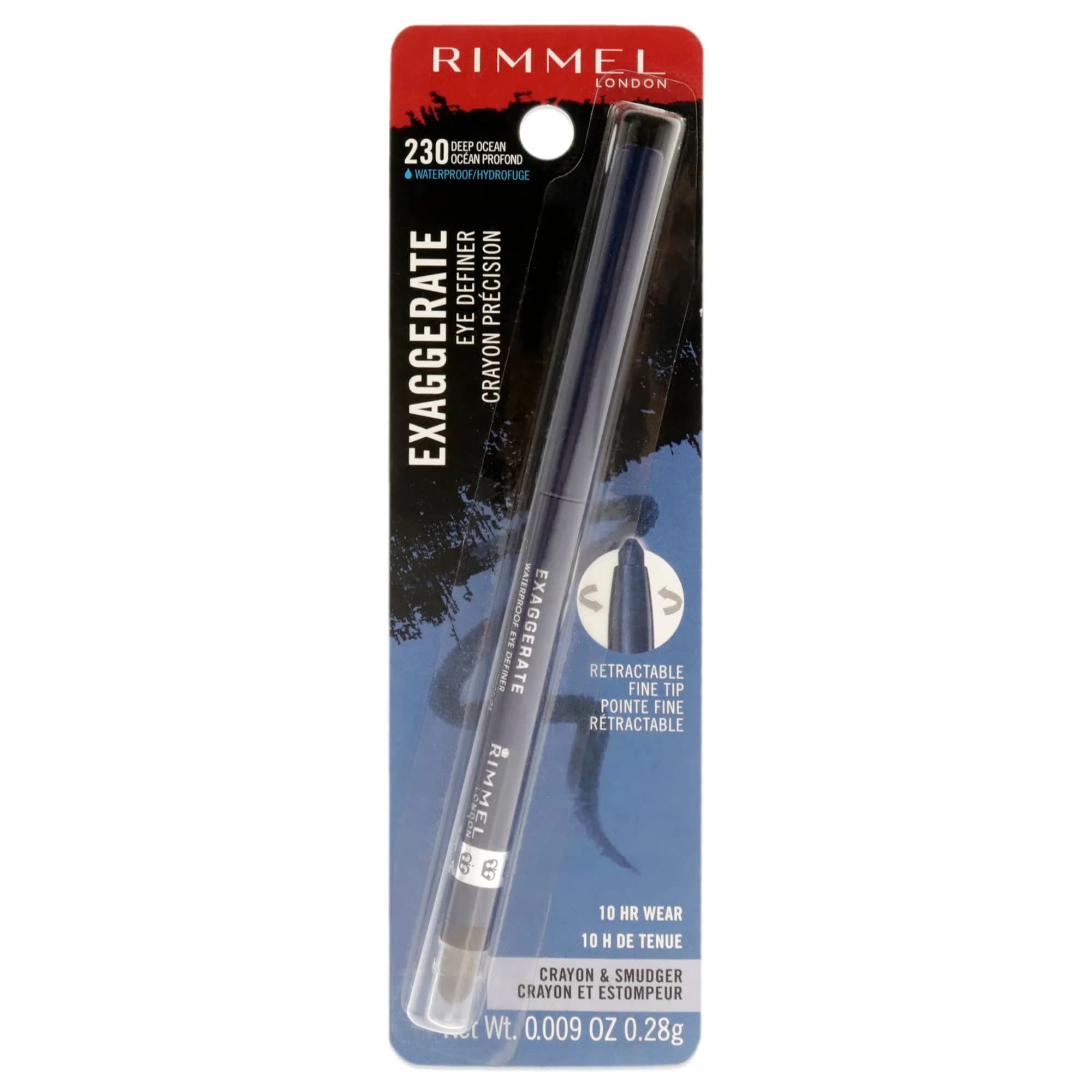 Rimmel London Exaggerate Waterproof Eye Definer Eyeliner, Deep Ocean, 0.01oz | Long-Wearing, Built-In Smudger - main product image