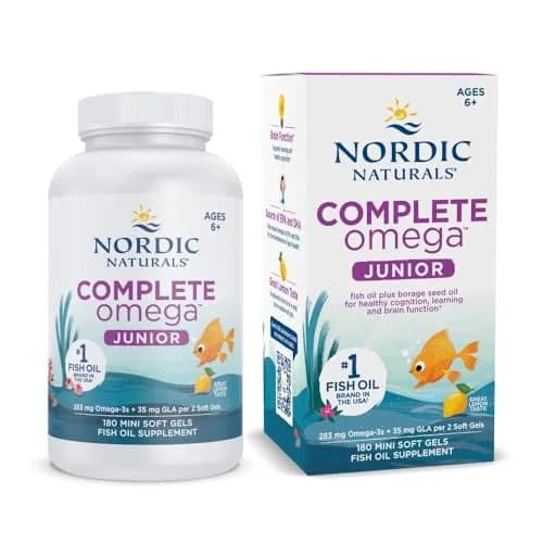 Nordic Naturals Complete Omega Jr. Kids Fish Oil Lemon 180 Mini Soft Gels | Supports Cognition & Nervous System thumbnail 1