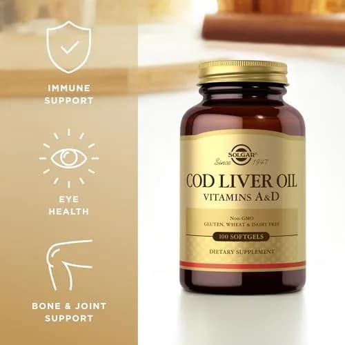 Solgar Cod Liver Oil - 100 Softgels Pack of 2 | Vitamins A & D Support, Non-GMO, Gluten Free thumbnail 4