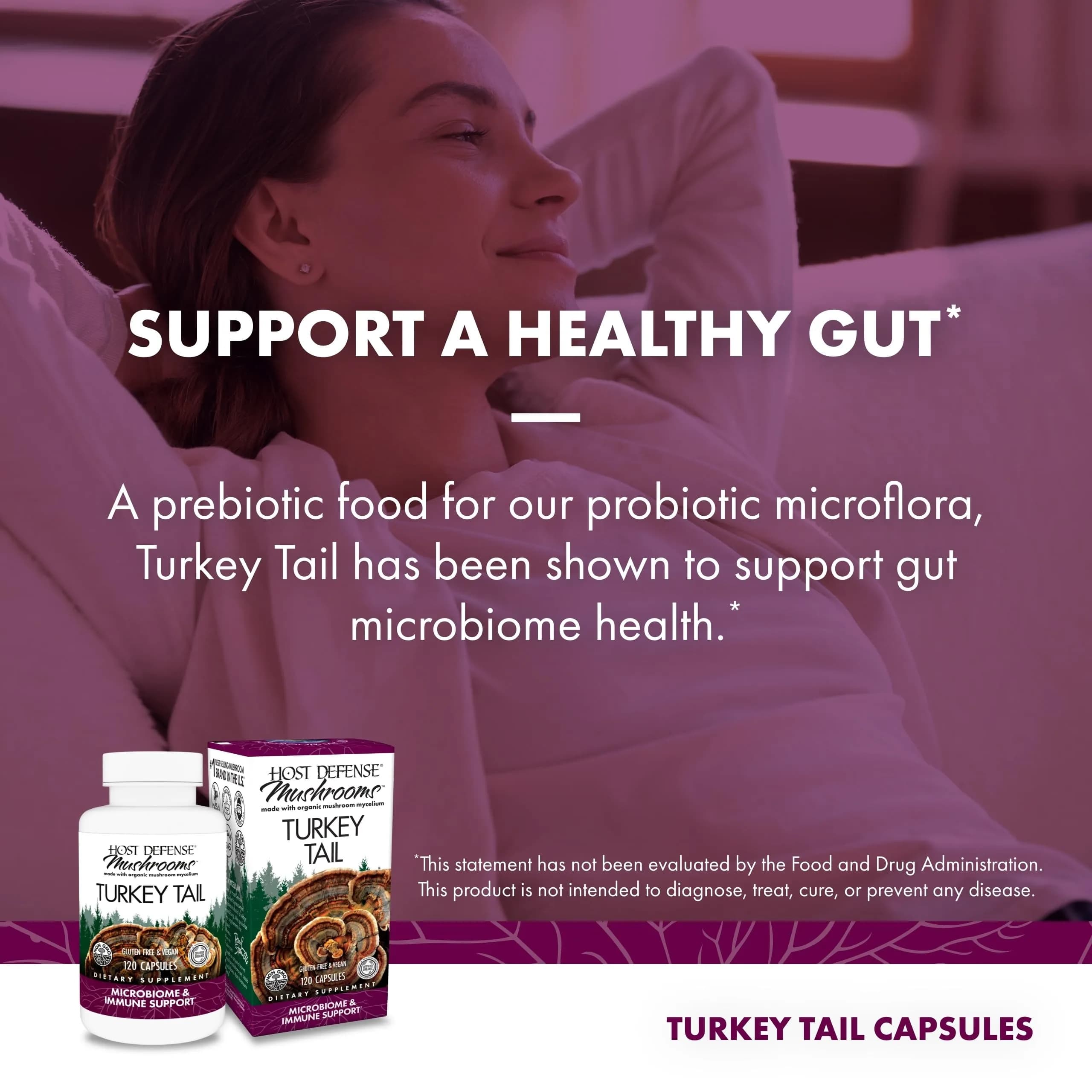 Host Defense Turkey Tail Capsules 120 Count | Digestive Health & Immune Response Support - view 5