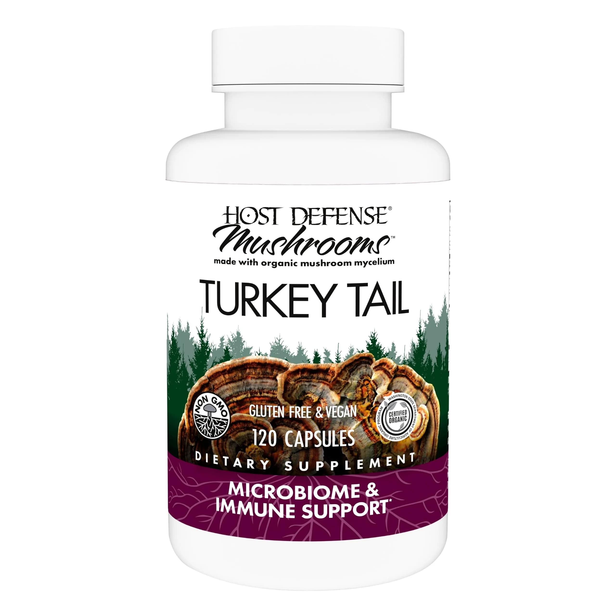 Host Defense Turkey Tail Capsules 120 Count | Digestive Health & Immune Response Support