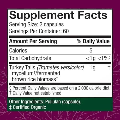 Host Defense Turkey Tail Capsules 120 Count | Digestive Health & Immune Response Support thumbnail 2