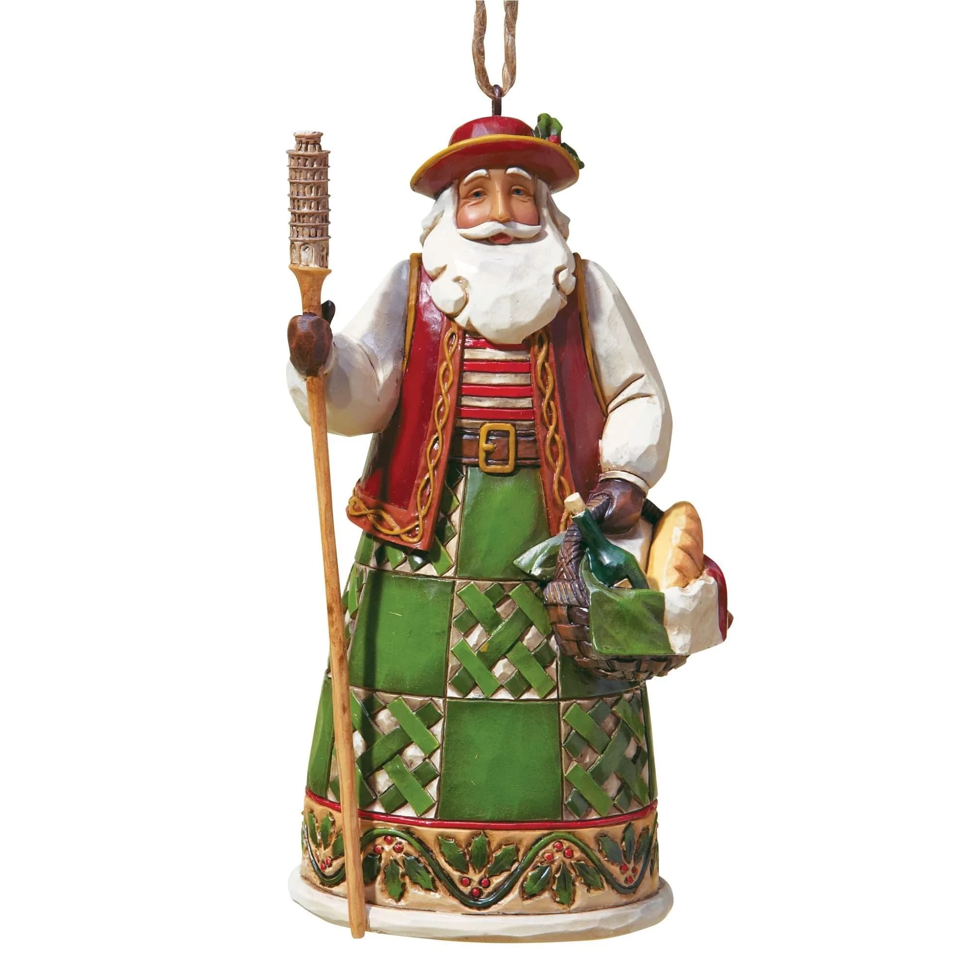Enesco Jim Shore Heartwood Creek Italian Santa Stone Resin Hanging Ornament, 4.75, Multi Color | Handcrafted Italian Santa Ornament