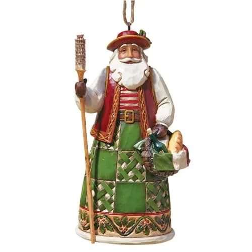 Enesco Jim Shore Heartwood Creek Italian Santa Stone Resin Hanging Ornament, 4.75, Multi Color | Handcrafted Italian Santa Ornament thumbnail 1