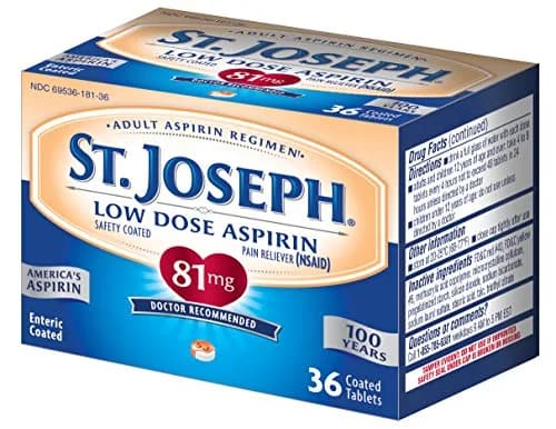 St. Joseph Aspirin 81mg 36 ct | Enteric Coated Low Dose Aspirin for Heart & Stroke Prevention thumbnail 1