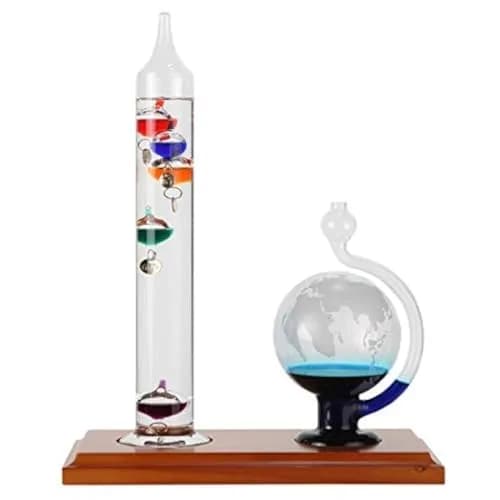 Lily's Home Galileo Thermometer with Glass Globe Barometer 9 in x 12 in | Classic Scientific Decor thumbnail 1